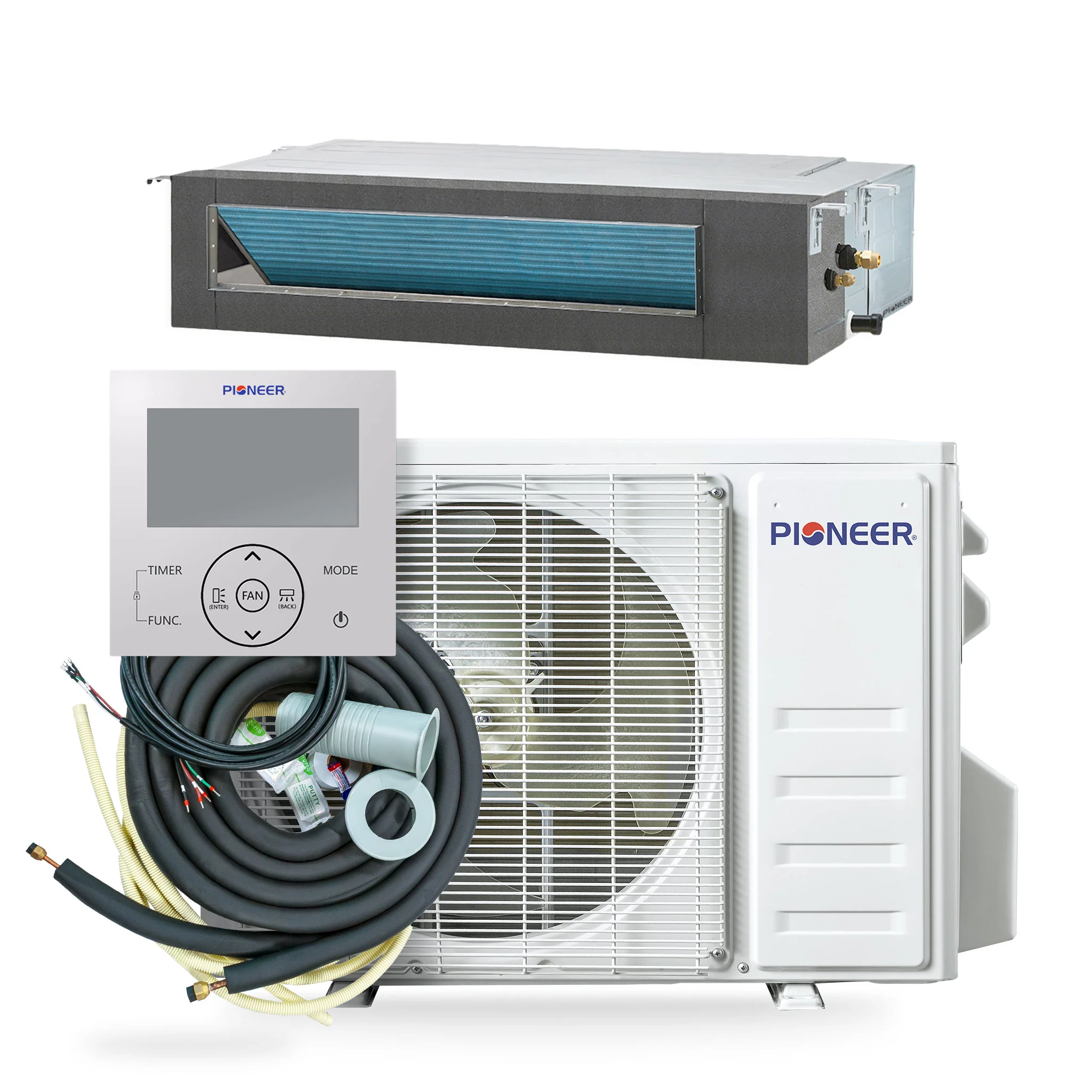 Pioneer® Quantum Ultra™ 9,500 BTU 19.6 SEER2 230V Ceiling Concealed Ducted Mini-Split Air Conditioner Inverter Heat Pump Full Set - Image 3