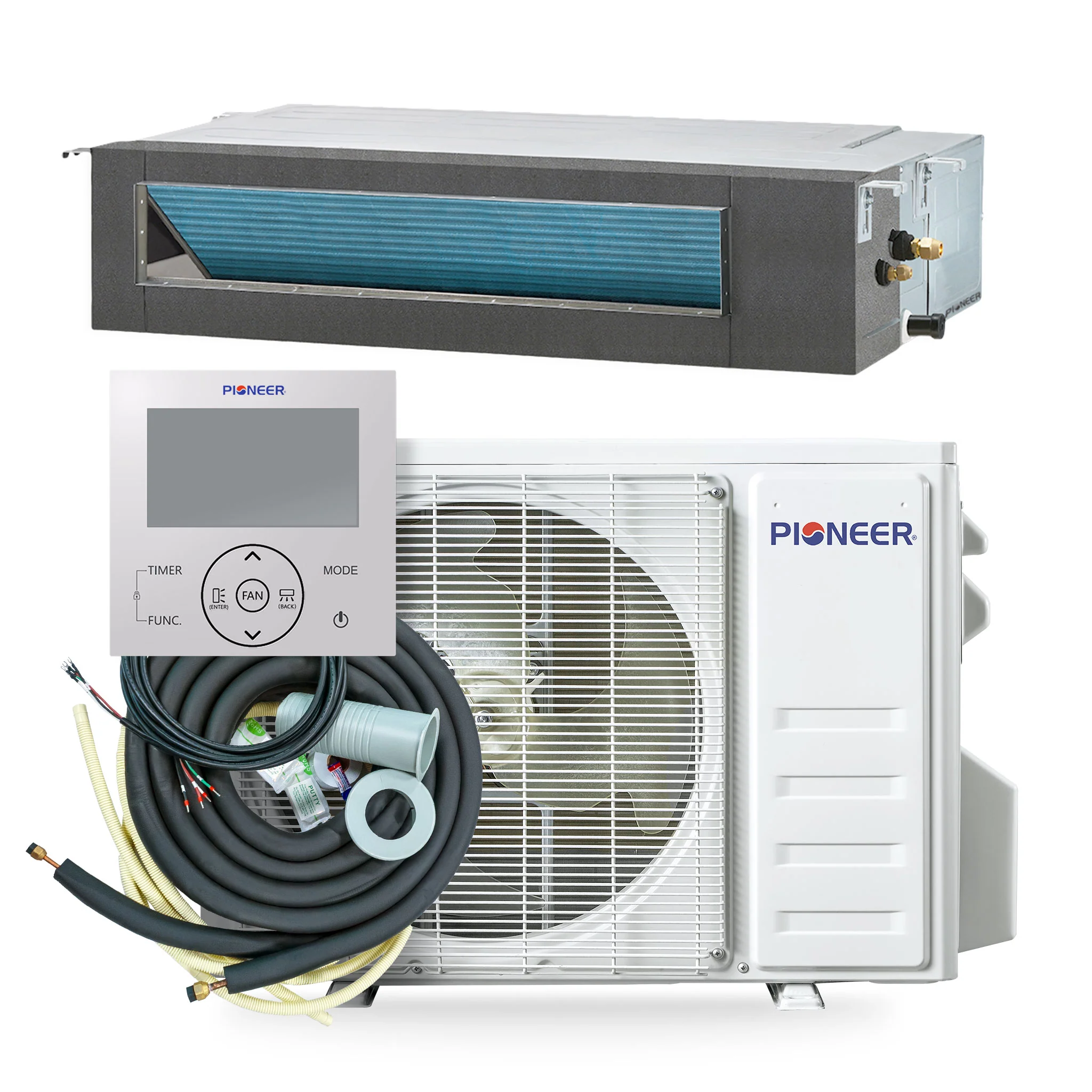 Pioneer® Quantum Ultra™ 17,000 BTU 20.3 SEER2 230V Ceiling Concealed Ducted Mini-Split Air Conditioner Inverter Heat Pump Full Set - Image 3
