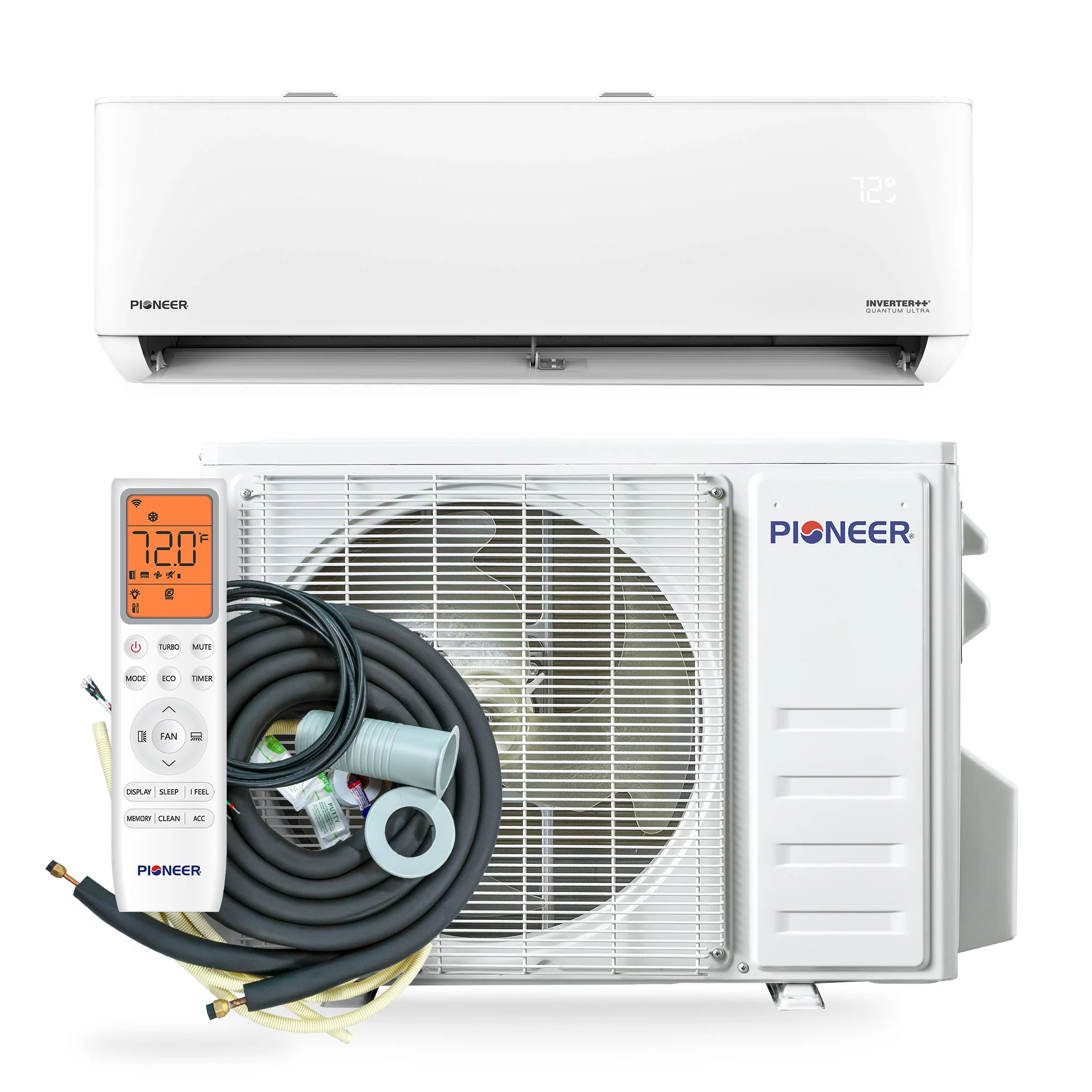 Pioneer® Quantum Ultra™ 23,000 BTU 23 SEER2 230V High-Wall Ductless Energy-Star Mini-Split Air Conditioner Inverter Heat Pump Full Set - Image 3